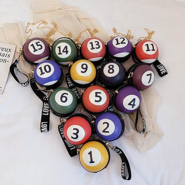 

novel billiard digital round girls shoulder chain bag purses and handbags crossbody mini bag women clutch totes leather