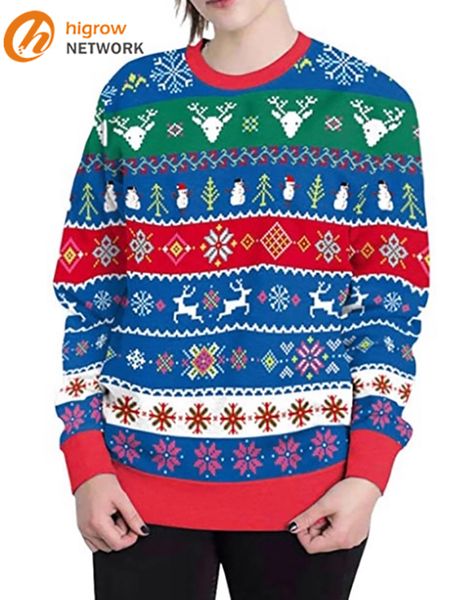 

new christmas season long sleeved round neck hoodie jumper xxl, Black