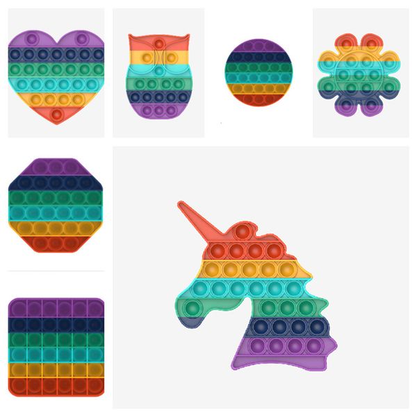 

5pcs push pop bubble fidget sensory toy multi shapes gradient squeezy toys funny autism special needs stress reliever gg12808