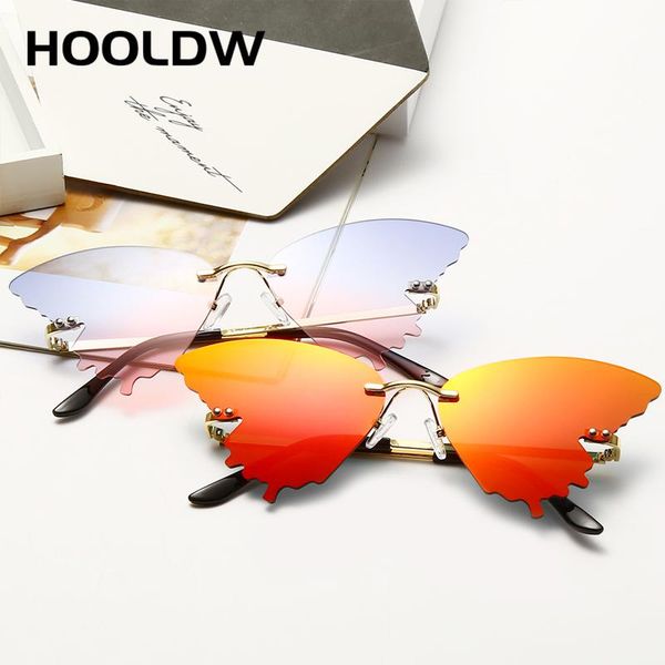 

sunglasses 2021 vintage butterfly women fashion rimless fire flame sun glasses trending party cat eye mirror eyewear uv400, White;black