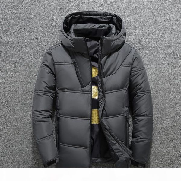 

new winter jacket men casual thick parka men solid hooded mens down parka winter coat fashion overcoat clothes 2020, Black