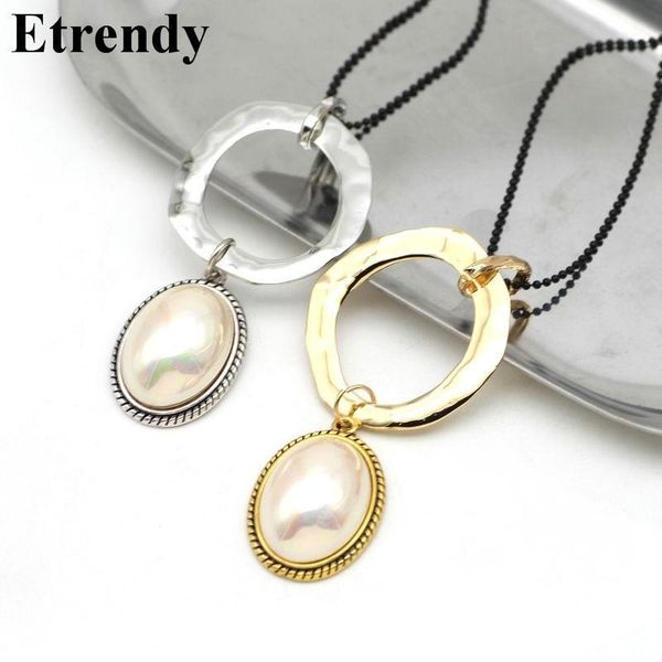 

vintage circle stone long necklace women pendants fashion jewelry sweater necklaces dress accessories gifts1, Silver