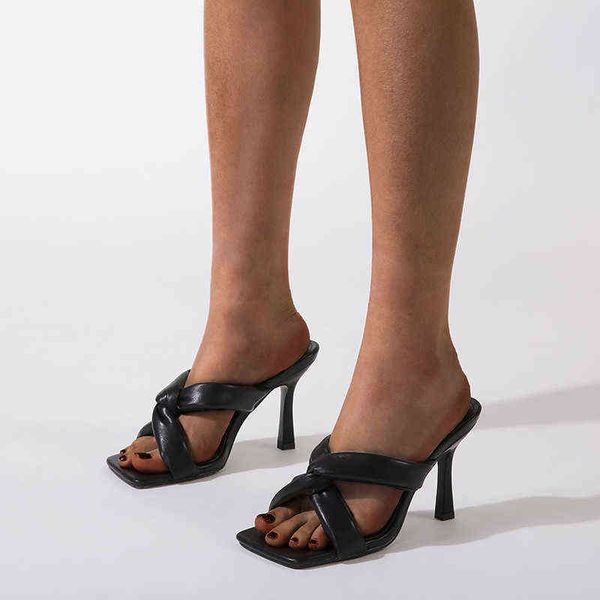 

summer 2022 fashion flip flops thin heels high heels, Black