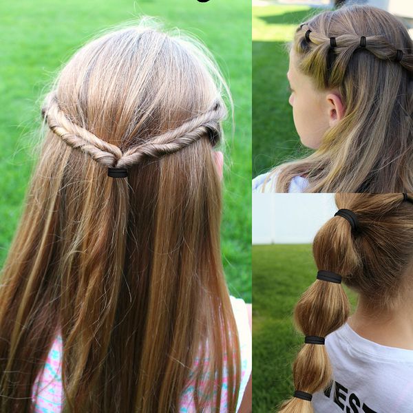

2021 latest 50pcs/set solid color circle black nylon elastic ponytail rubber bands scrunchie headbands hair accessories new