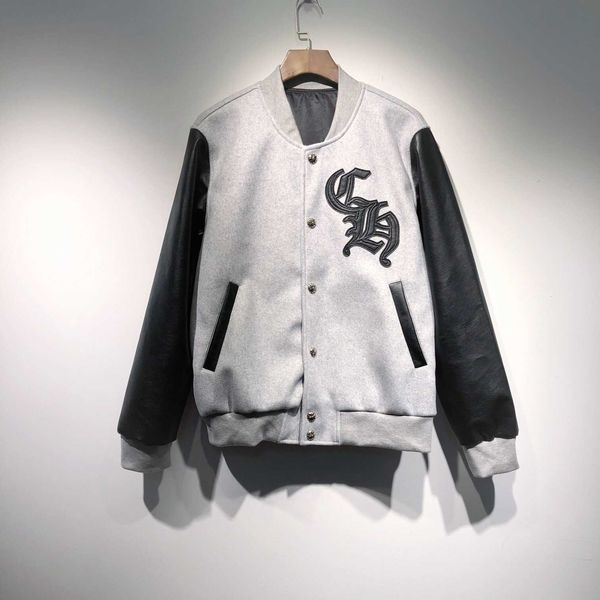 

crosin autumn and winter new walk show baseball jacket fashion versatile classic skin embroidery letter men, Black;gray