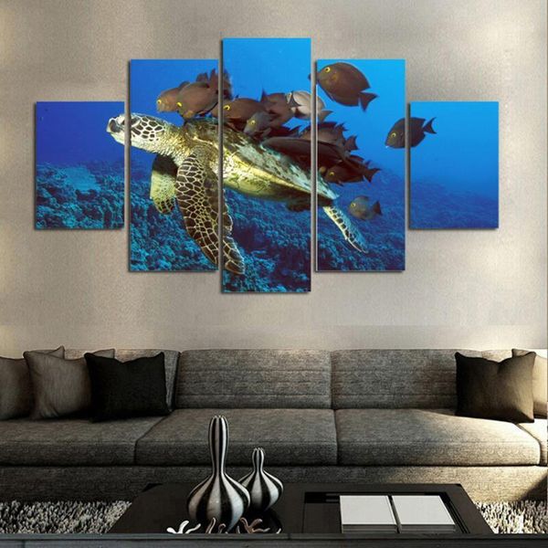 

paintings canvas modern picture home decoration 5 pieces marine life painting wall artowrk hd prints poster modular framed for living room1