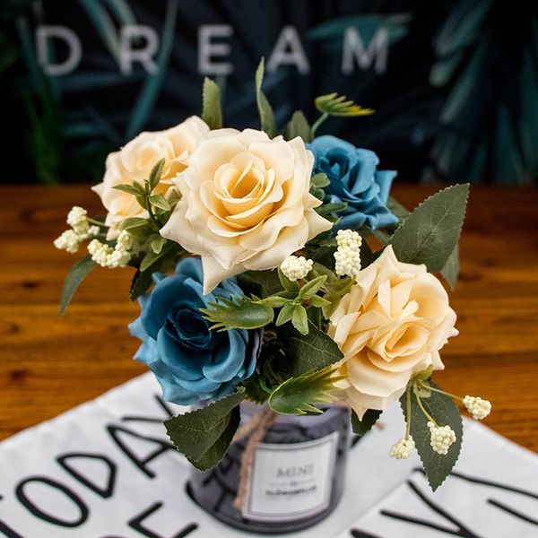 

decorative flowers & wreaths artificial silk rose flower floral bouquet fake for home decoration wedding party vivid 5 branches european