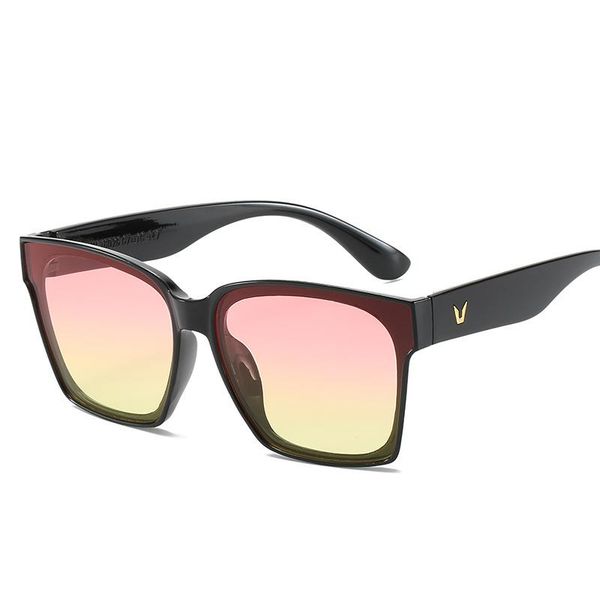 

sunglasses korean version women classic square two-tone polycarbonate ocean piece retro glasses driving uv400 gafas, White;black