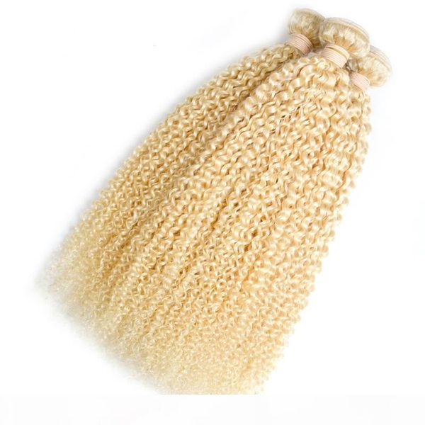 

10"-26" brazilian kinky curly hair 100% human hair weave bundles 3 pieces blonde color weaving remy hair bundles, Black