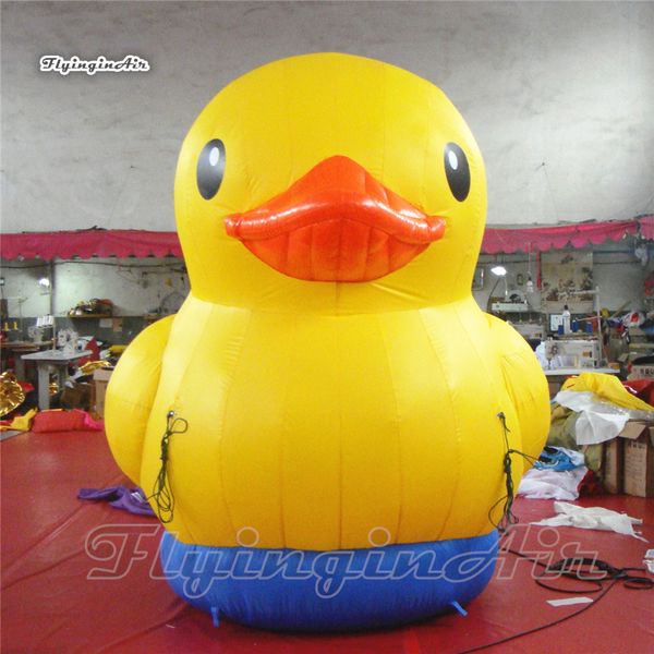 Personalisierte Werbung, aufblasbarer Enten-Cartoon-Tier-Maskottchen-Ballon, 3 m hohe Wasservogel-Replik, aufblasbare gelbe Ente für Event-Show