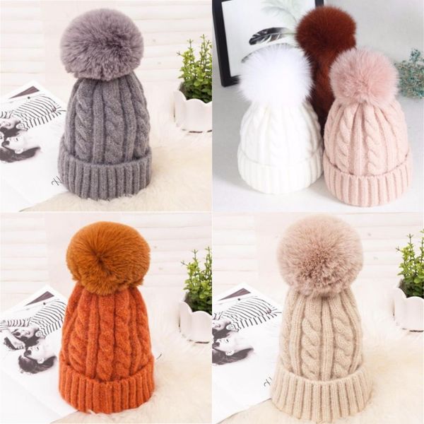 

beanie hat with removable cute ball outdoor winter knitted caps women girls elastic size 6 colors winter warm 101 p2