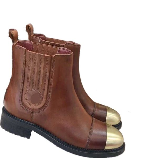 

new women's boots genuine leather ankle boots women' martin boots girl's college style elastic gusset metal head waterproof s, Black