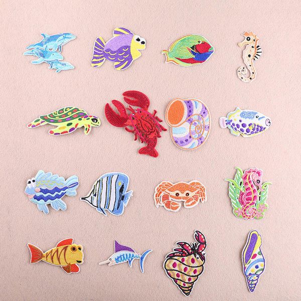 

1pcs marine life embroidery patch heat transfer iron sew on patches for diy t-shirt clothes sticker decorative applique 47249