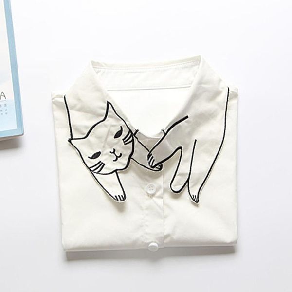 

women cute cat embroidery false collar detachable fake necklace accessories 2018 new wo qylajj, Blue;red