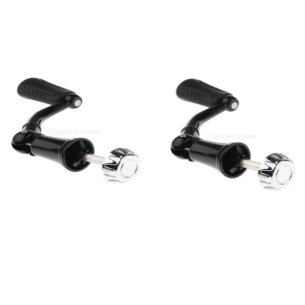 

2pcs foldable fishing spinning reel handle &knob fishing reel rocker black lightweight