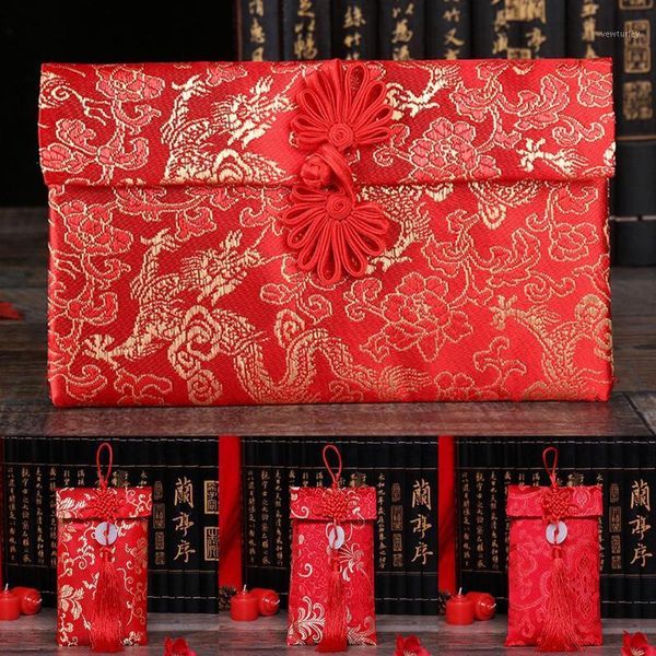 

gift wrap 1 pc brocade tassel chinese style lucky money bag red envelope post card po letter storage happy year pocket1