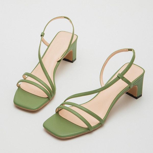 

толстый каблук женщины сандалии мода новые 2020 квадратный носок черный ремешок lady сандалии обувь бокля ремешок причинно, Black