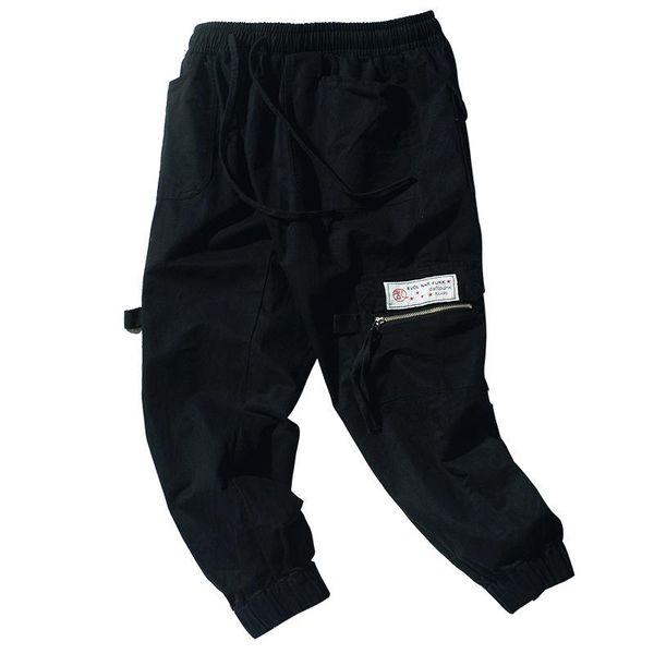 

fashion ape/japanese-style retro popular brand washing multi-pockets bib overall men's europe and america type loose beam leg ca, Black