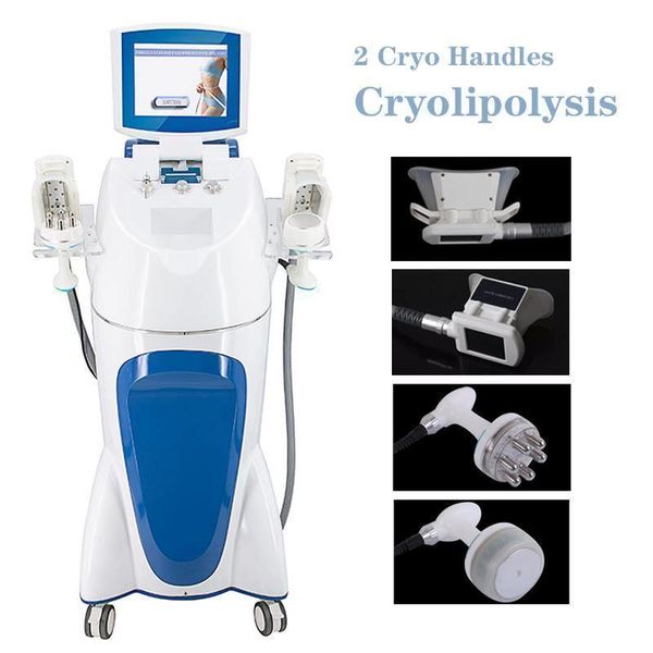

2020 professional cryolipolysis fat e body slimming machine with 2 cryo handles cavitation rf lipoe salon use