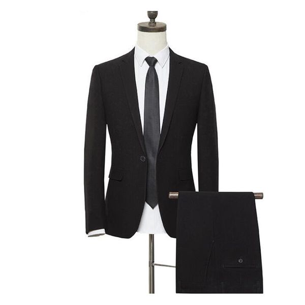 

2021 male fashion skin casual businessman suits 2pcs wedding suit jacket pants 7gip, White;black