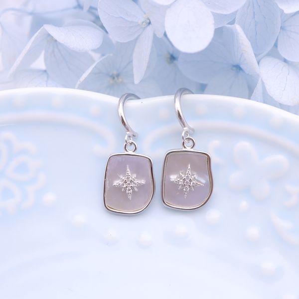 

hengsheng s925 silver cross-border one product dropshipping mother shell polaris big dipper fashion zircon ear studs womens earrings