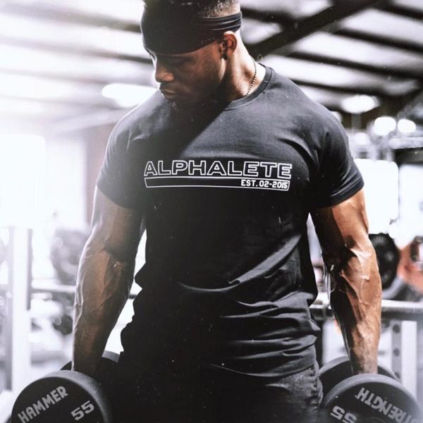 

black gym t-shirt men fitness training bodybuilding skinny t shirt male running sport short sleeve tees 1, Black;blue