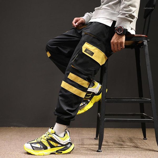 

hip hop black pencil pants men cargo pants streetwear men pockets harem joggers 2019 spring fashion mens pant ribbon1