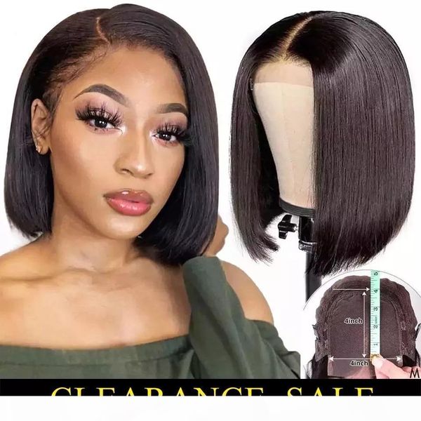 

virgin hair 4x4 lace closure bob wig straight wigs preplucked with baby hair brazilian indian malaysian hair wigs tiffany, Black;brown