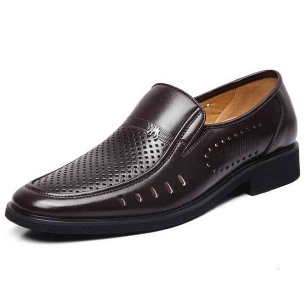 

latest summer groom dress shoes men's breathable hollow out pu leather for men's hole hole sandals big size 38-44 axx122, Black