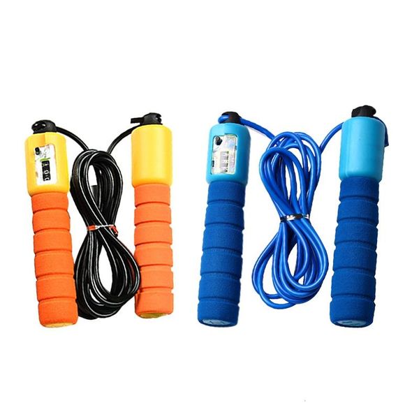 

2x sponge counting jump rope professional electronic counting jump rope pattern skipping fitness orange & blue