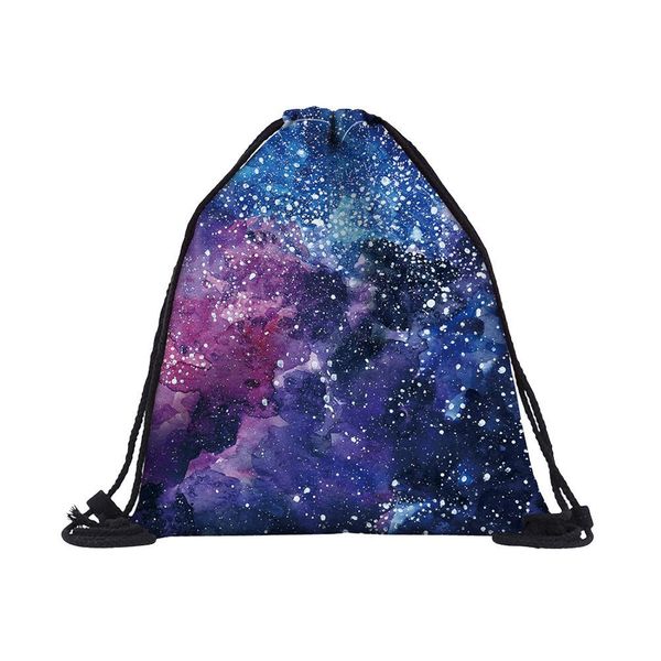 

1pc drawstring backpack printing starry sky pattern fashion storage bag daypack drawstring bag sport gym bag travel rucksack