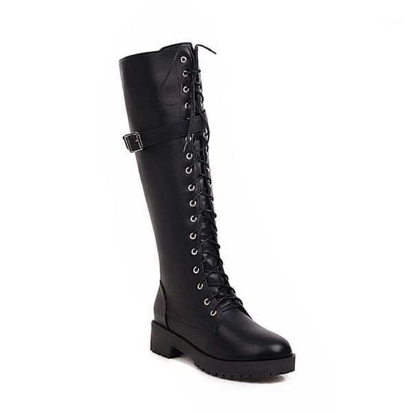 

boots big size lace up thigh high knee over the women ladies shoes woman winter women1, Black