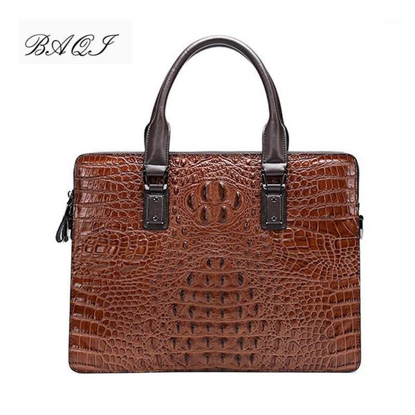 

briefcases baqi men briefcase bag handbags alligator pattern cow leather man shoulder messenger computer business1
