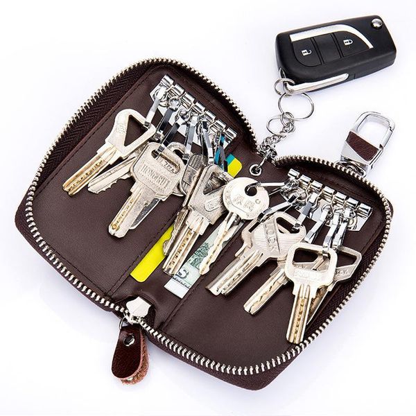 

key wallets gumst split leather capacity male wallet organizer bag women housekeeper keys chain for men zipper case male1, Red;blue