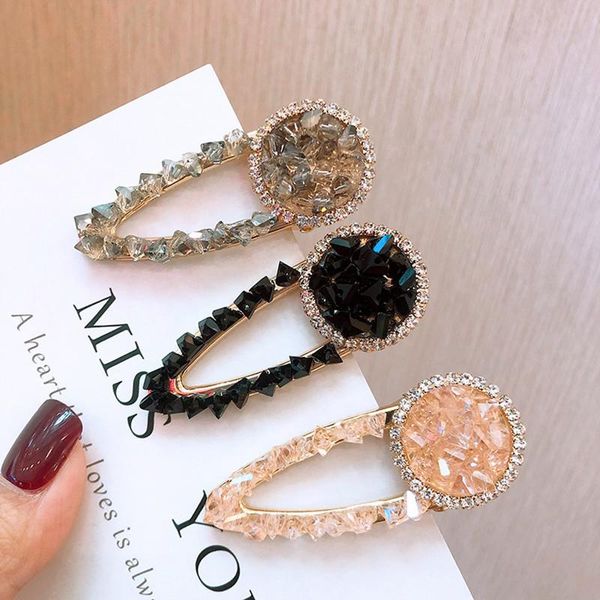 

new acrylic bling rhinestone round hollow sweet women hair pins korean trendy wedding hair clip statement accessories hc019, Golden;silver