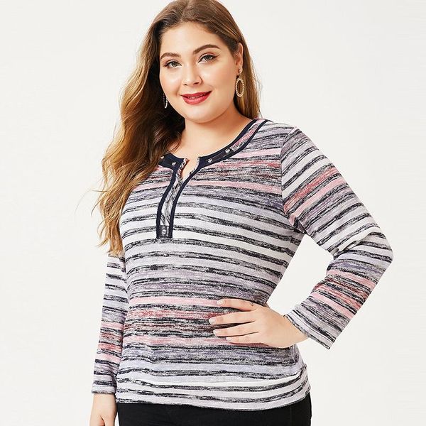 

women's t-shirt 2021 autumn mom clothes women long sleeve stripe fashion ladies vintage elegant plus size womens, White