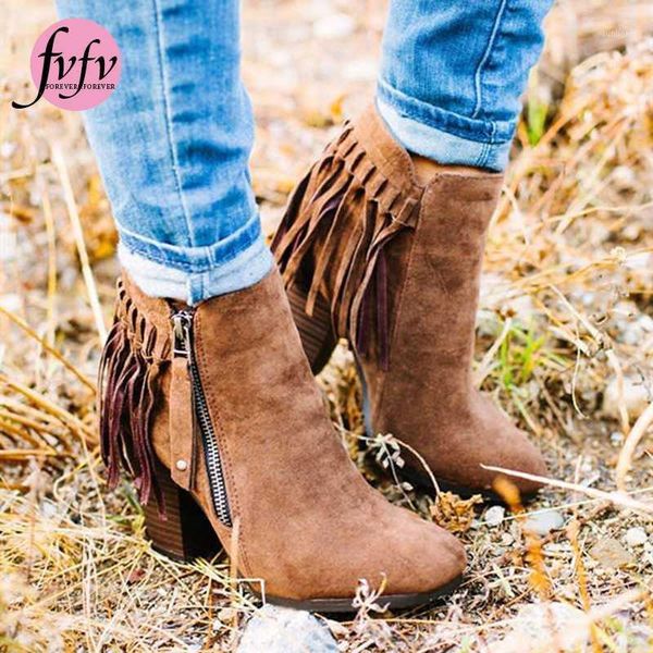 

boots [fvfv]autumn classic tassels ankle pu leather winter suede slip-on women shoes 36-41 size range female ankle1, Black