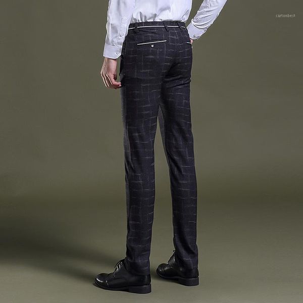 

loldeal classic lattice pants business youth men autumn winter casual men gentleman fashion straight full length trousers1, Black