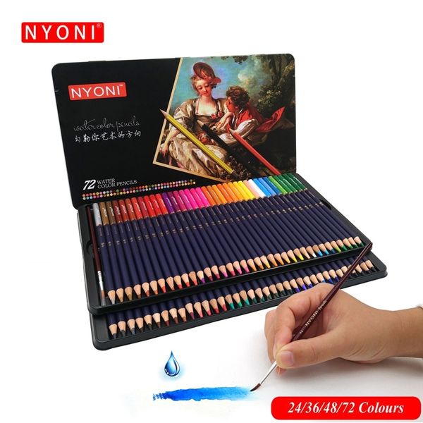 

nyoni 12/24/36/48/72colors watercolor pencils set drawing colored pencils lapices de colores art sketch colour pencil y200428