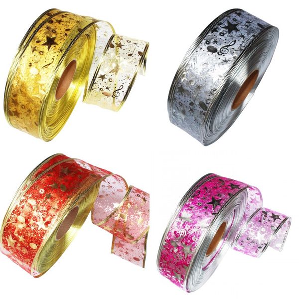 

gardening bling ribbon flowers packing silk braid 2m gilding printing gift decorate gauze sash wedding festival party 1 2zh g2