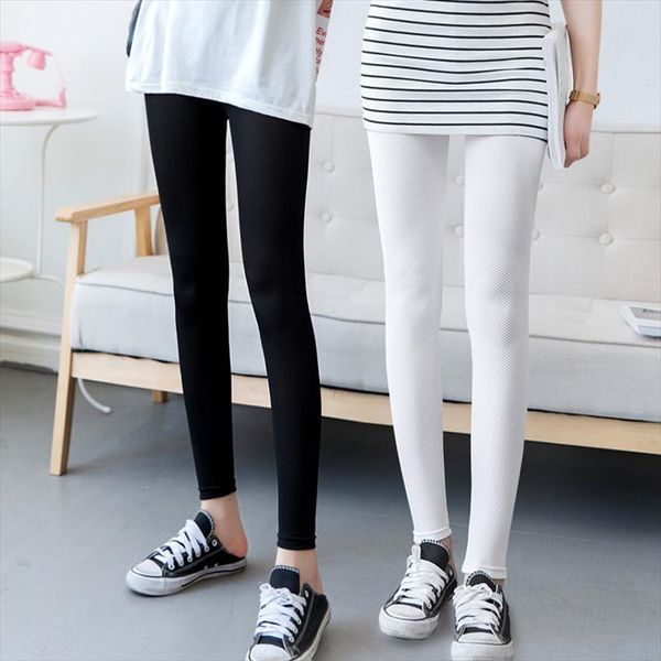 

2020 lady fashion new summer stretch breathable silk leggings women quick dry fabric solid slim pencil active wear pants, Black
