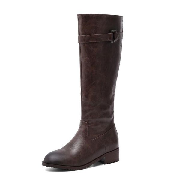 

boots 20120 women square heel fur platform winter knee high motorcycle work big size 34-48 61-39, Black