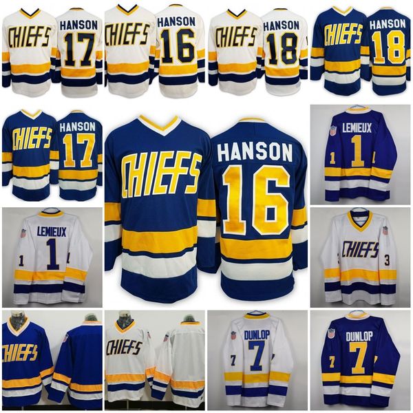 

17 steve hanson 2016 retro charlestown menswear 18 jeff hanson 16 jack hanson blue white stitched hockey jerseys ccm mixed order, Black