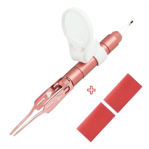 

new led lighting pen with tweezers for diamond painting tools embroidery accessories point drill mosaic tool pens q1107