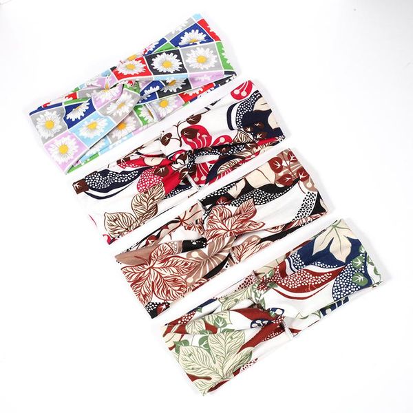 

korean multicolor tie dye printing headbands twist cross headband sport yoga turban headbands wide elastic headwear accessories q sqcpsc
