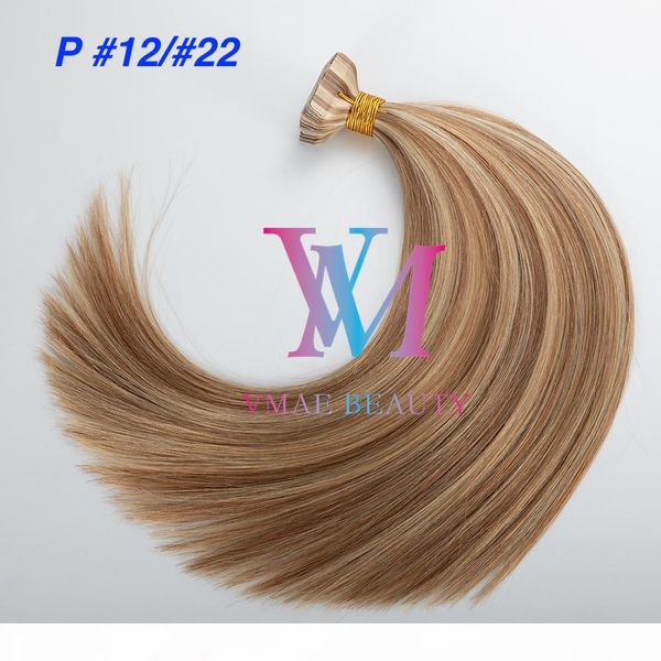 

vmae piano color tape in double drawn silk straight soft natural blonde brown mix color virgin remy human hair extension, Black
