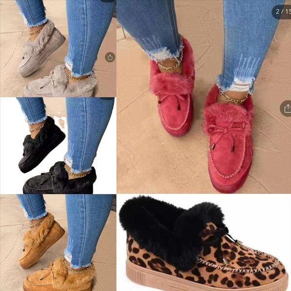 

oupmw anti-ski snow boots lazy shoes winter women mop cotton yarn shoes home soft bottom ankle boots plus velvet plus zapatos cotton, Black