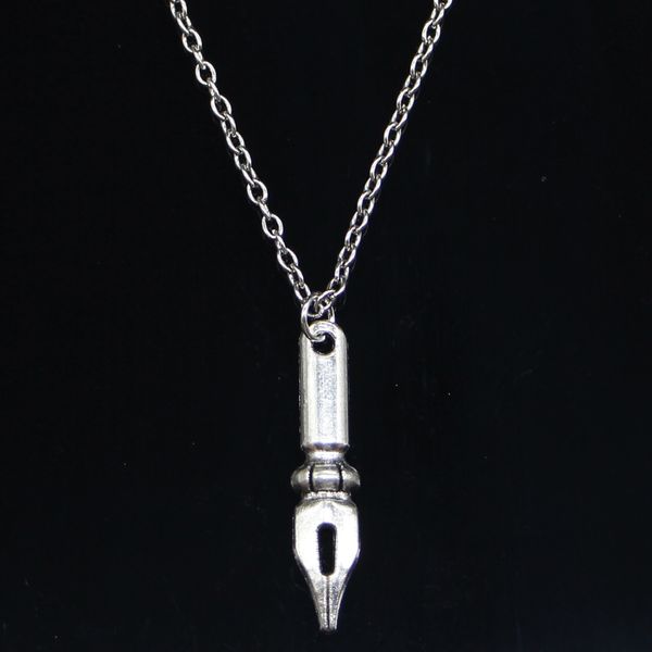 

20pcs new fashion necklace 32x7mm vintage ink pen nib pendants short long women men colar gift jewelry choker 201013, Silver