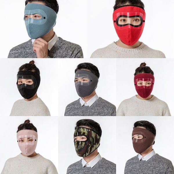 

winter 2020 new 8 colors autumn and warm ski mask outdoor riding double layer polar fleece eye protection mask dust-proof face masks