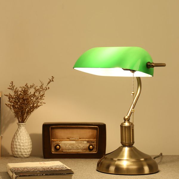 

antique bronze desk lamps traditional table lamp reading light night green glass adjustable task brass lighting office bank bureau work stud
